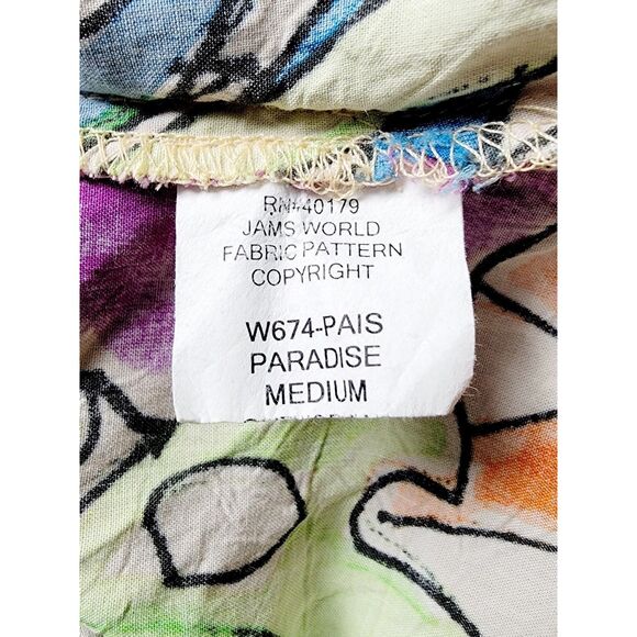 Jams World M Pullover Paradise Blouse Vintage Multicolor Floral Hawaii - Picture 6 of 7